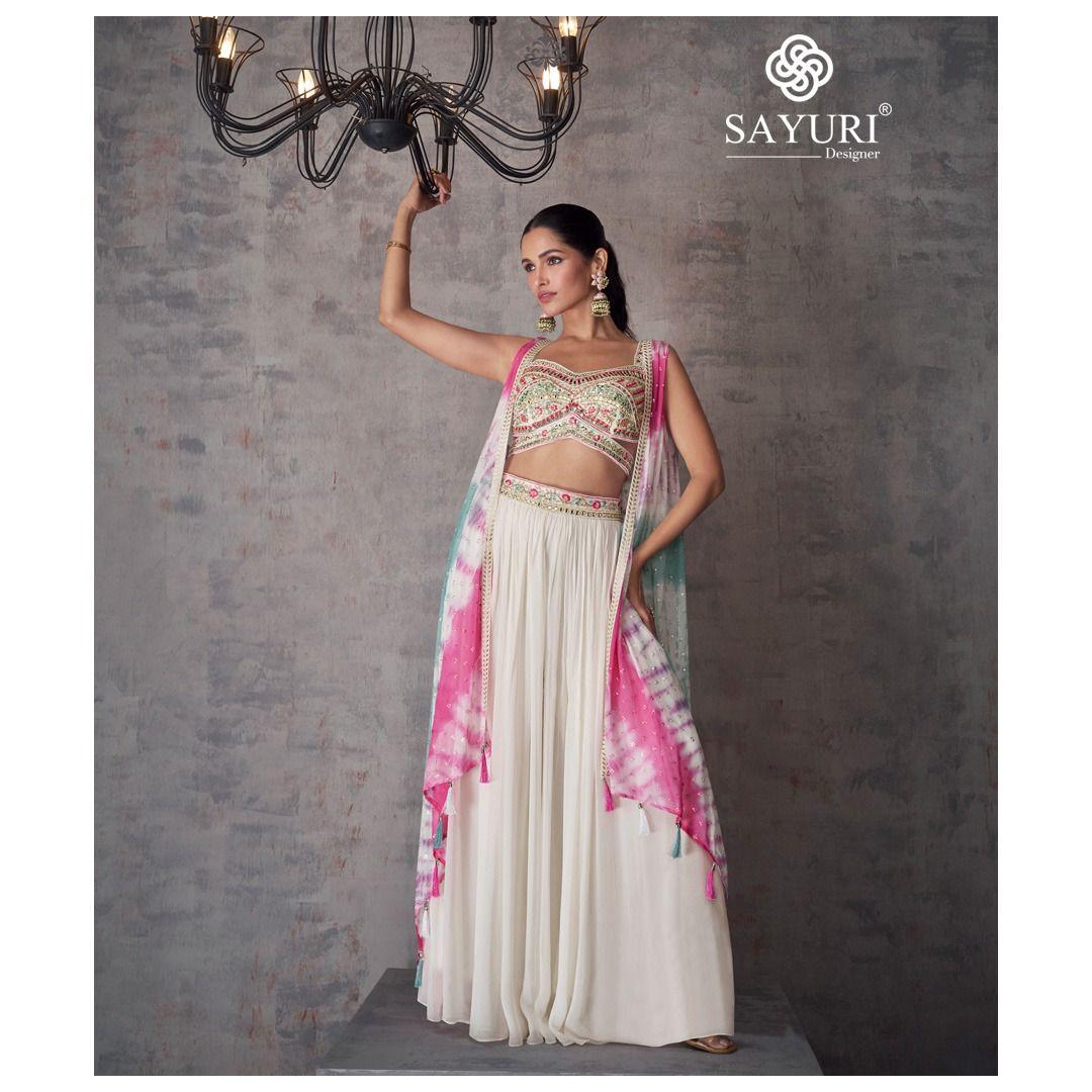 Kashvi By Sayuri Real Georgette Party Wear Indo Western Lehenga Wholesale Shop In Surat
